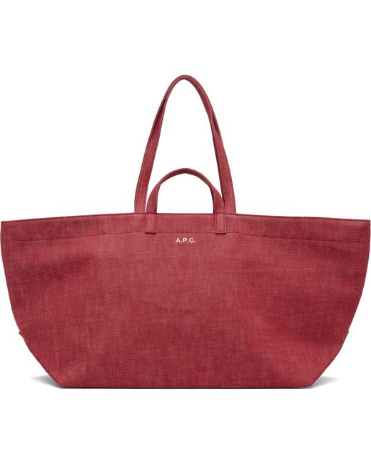 A.P.C. Red 'Le Drummer' Toile Tote