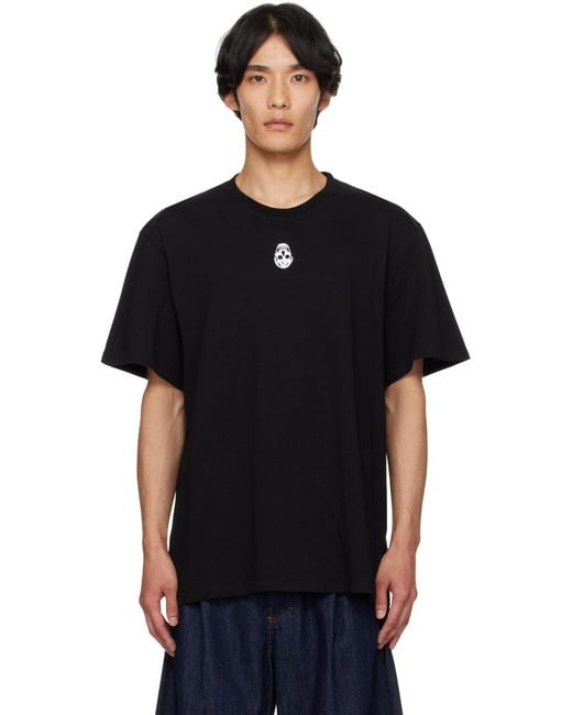 Alexander McQueen Black Flocked Skull T-Shirt for men