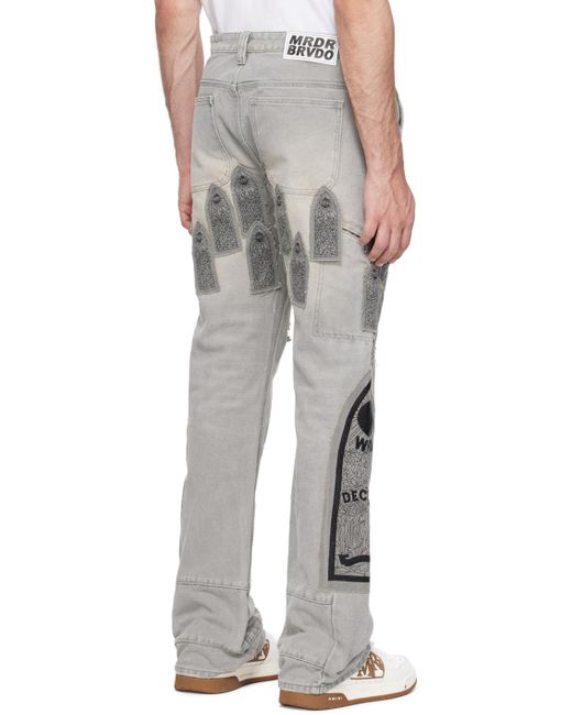 Pantalon gris à écussons Who Decides War pour homme en coloris White