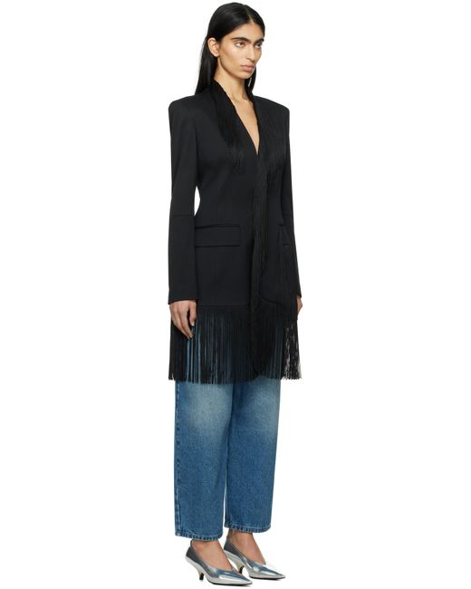 MM6 by Maison Martin Margiela Black Wool Tailoring Fringe Blazer