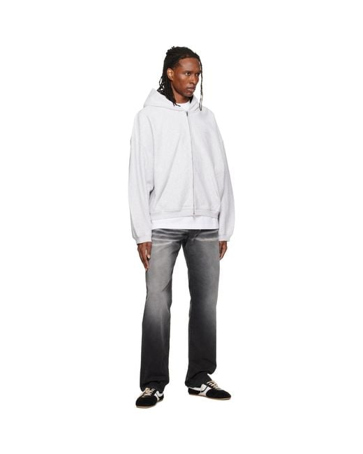 Alexander Wang White Crystal Embellished Oversized Zip-Up Hoodie for men