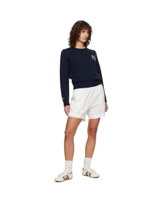 Sporty & Rich Blue Heritage Yankees Serif Knitted Sweater