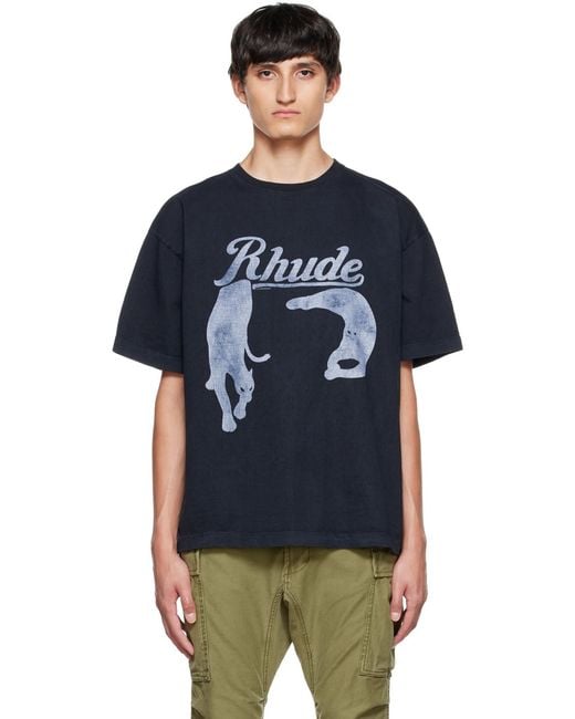 Rhude Blue Printed T-shirt for men
