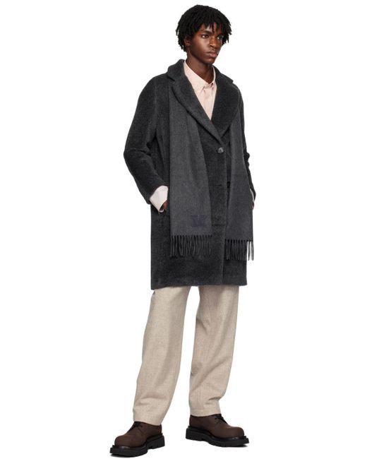 Max Mara Black Gray Double-breasted Coat for men