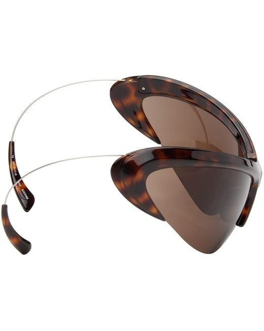 Balenciaga Black Tortoiseshell Wire Cat Sunglasses for men