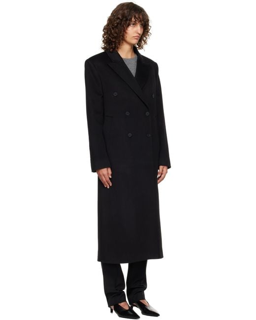 Manteau Long Rosco Noir À Double Boutonnage Loulou de Saison en coloris Black