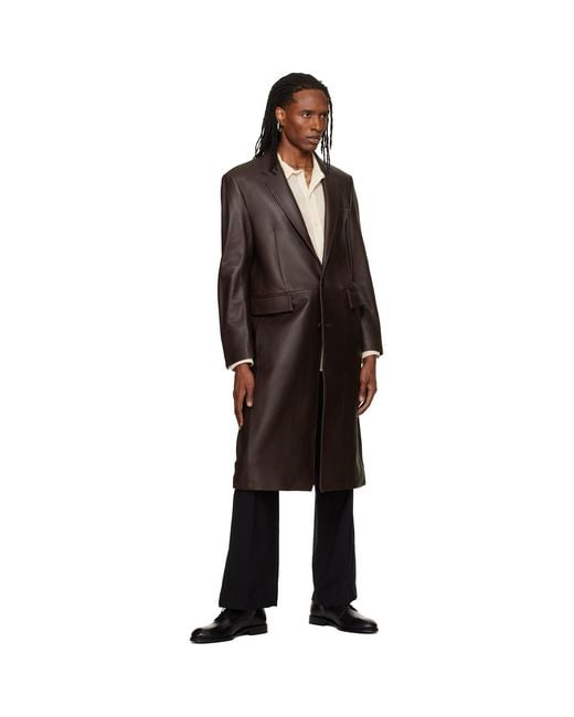 TONYWACK Black Lambskin Leather Single Coat for men
