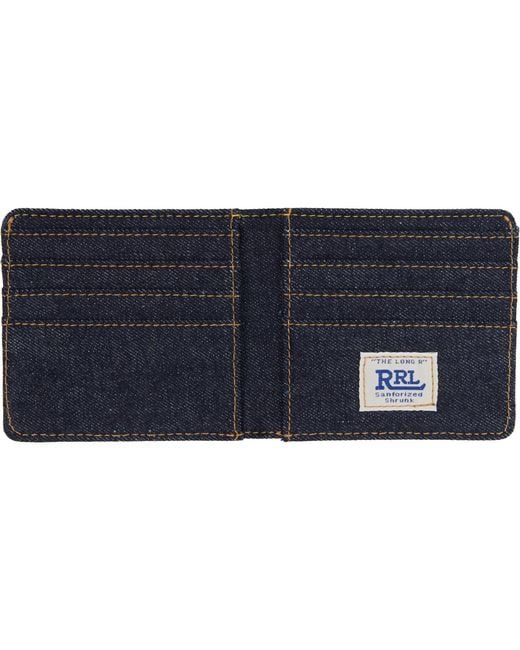 RRL Blue Denim Billfold Wallet for men