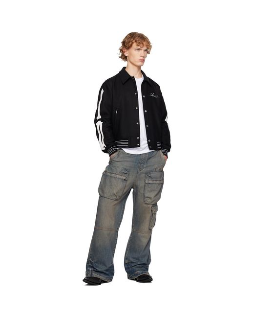 Amiri Gray Drawstring Baggy Denim Cargo Pants for men