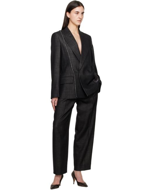 Victoria Beckham Black Double Waistband Trousers