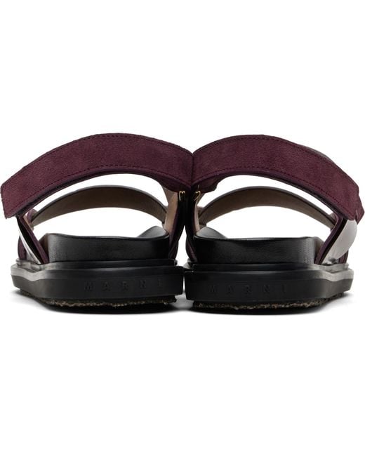 Marni Black Burgundy Fussbett Sandals