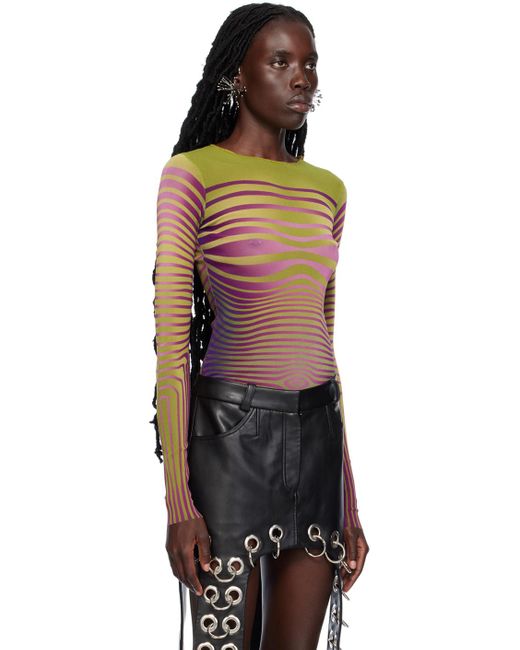 Jean Paul Gaultier Black Green & Purple Body Morphing Long Sleeve T-shirt