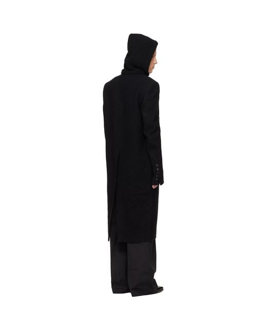 Rick Owens Black Tower Concordian Coat for men