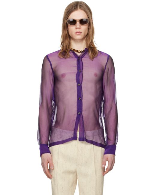 Dries Van Noten Purple Sheer Shirt for men