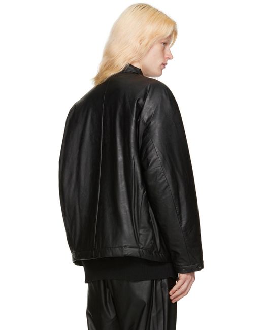 Blouson noir en cuir synthétique à pinces N. Hoolywood pour homme en coloris Black