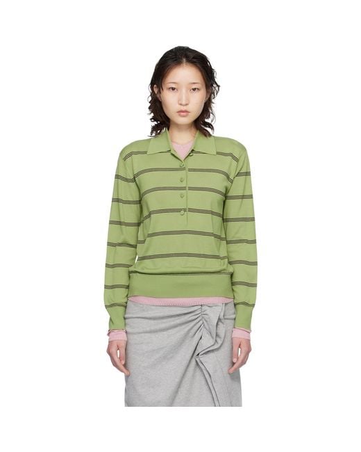 Dries Van Noten Green Merino Wool Polo