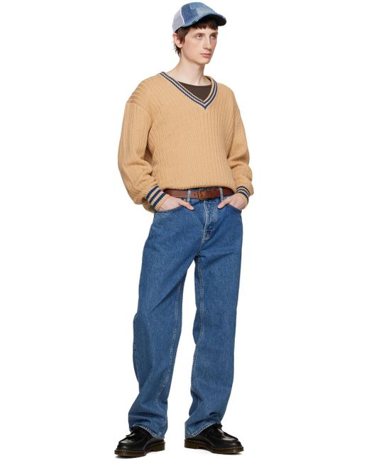 Nudie Jeans Blue Beige Stoffe Sweater for men