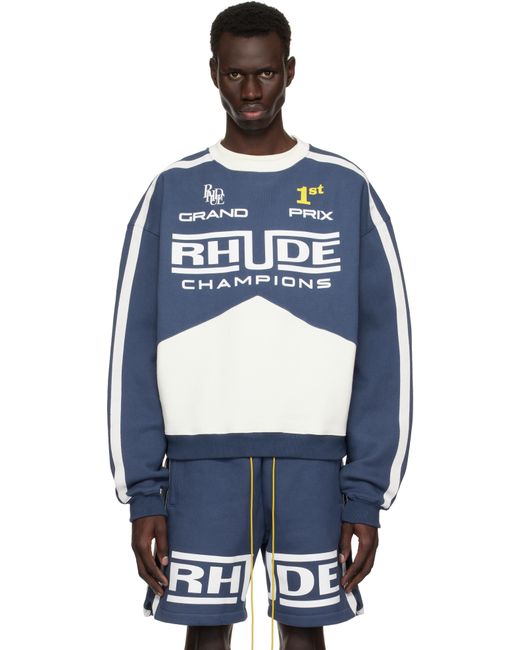 メンズ Rhude ブルー＆ホワイト Champions' クルーネック スウェットシャツ Blue