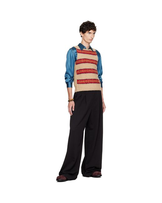 Dries Van Noten Black Jacquard Wool Sweater Vest for men