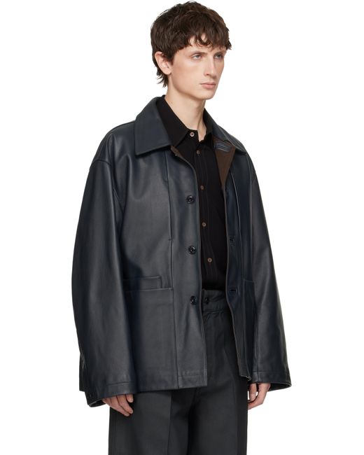Lemaire Workwear Leather Jacket in Black for Men | Lyst