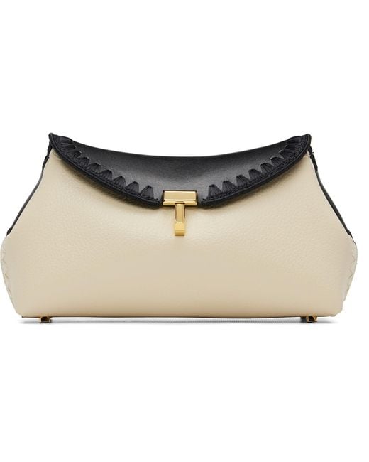 Totême  Natural Off- Mini T-Lock Embroidered Leather Clutch