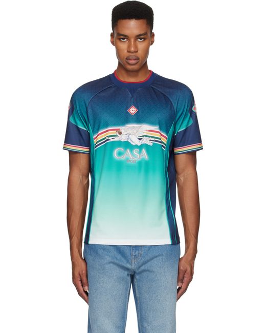 メンズ Casablanca マルチカラー Football Tシャツ Blue
