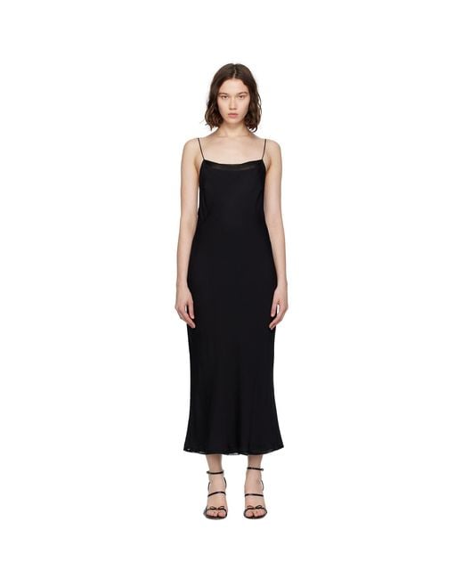 Totême Black Satin Slip Midi Dress