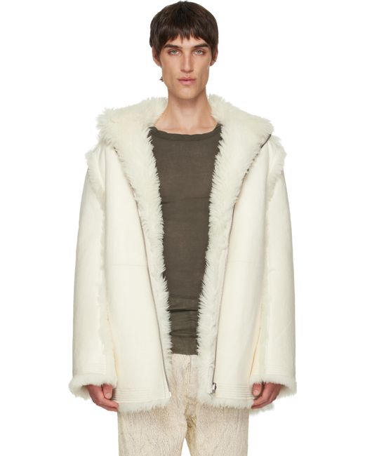 Mackintosh Écourté Réversible Blanc Cassé À Garnitures En Peau Retournée Rick Owens pour homme en coloris Multicolor