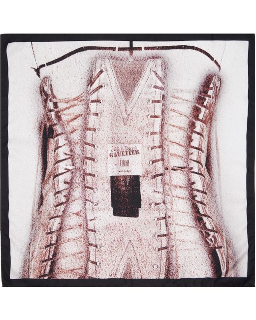 Jean Paul Gaultier Pink 'the Trompe L'oeil Corset' Printed Silk Scarf for men