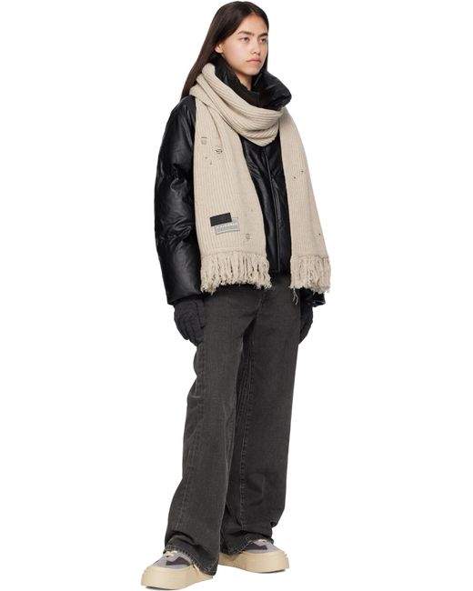 MM6 by Maison Martin Margiela ブラック ジッパー フェイクレザー ダウンジャケット Black