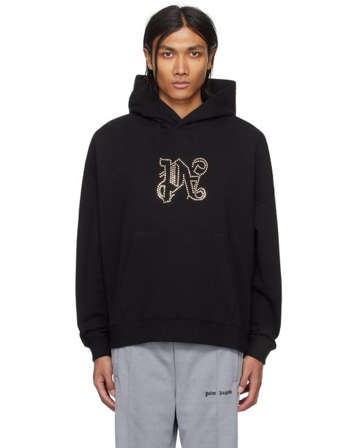 Palm Angels Black Monogram Statement Hoodie for men