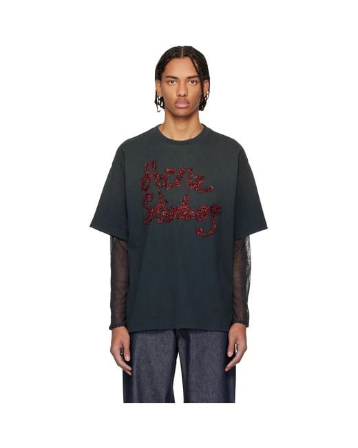 Acne Black Layered Logo T-Shirt for men