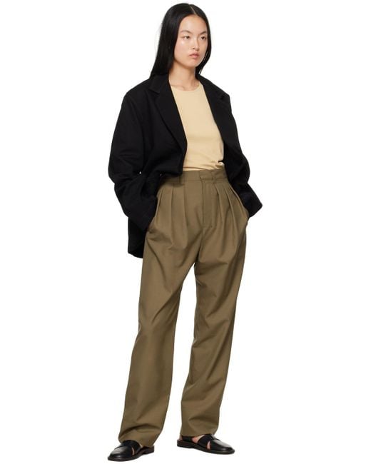 Lemaire Natural Taupe Pleated Trousers
