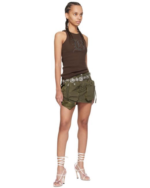 Blumarine Green Cargo Pocket Denim Miniskirt