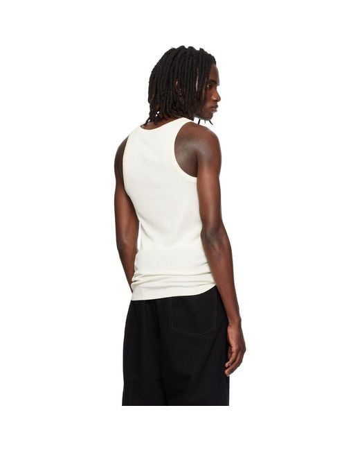 Lemaire White Off- Ribbed Jersey Tank Top for men