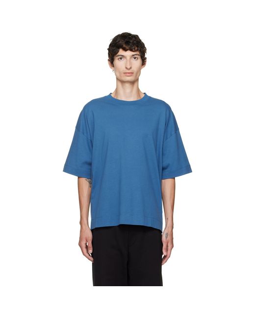 Dries Van Noten Blue Dropped Shoulder T-Shirt for men
