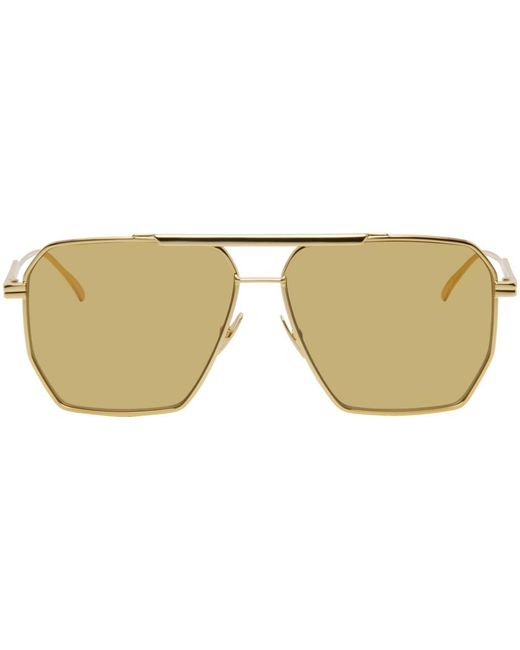 Bottega Veneta Black Gold Aviator Sunglasses