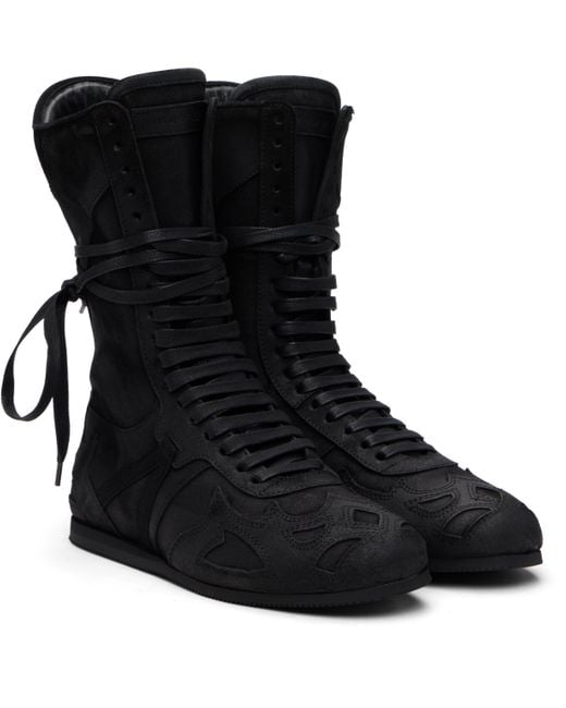 Ann Demeulemeester Brown Palne High-Top Boxing Sneakers