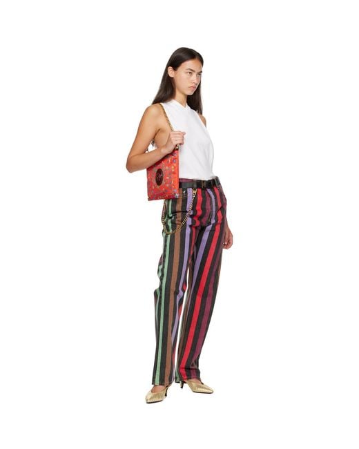 Versace Red Cabine Printed Duchesse Shoulder Bag