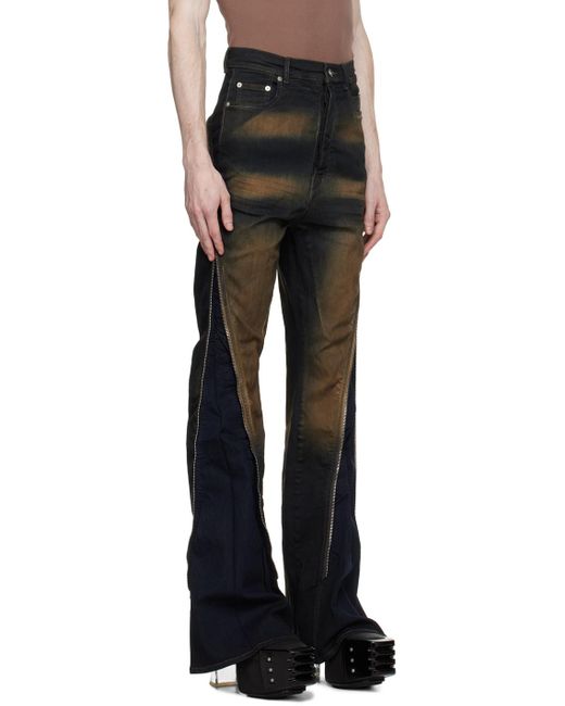 Rick Owens Black Indigo & Brown Bolan Banana Jeans for men