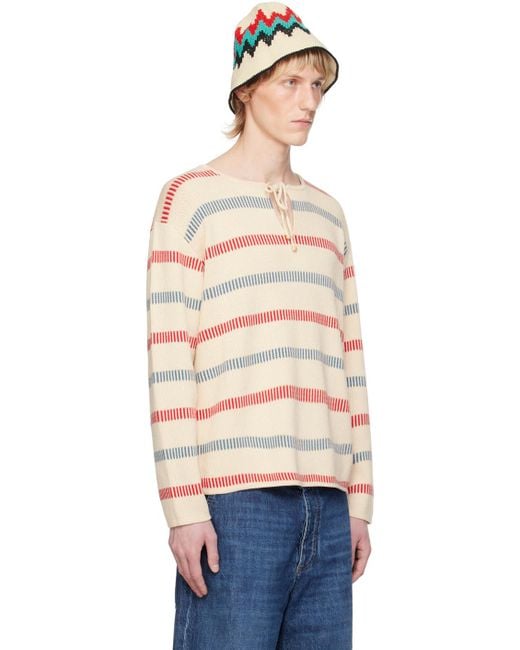 Bode Blue Off- Bay Stripe Sweater for men