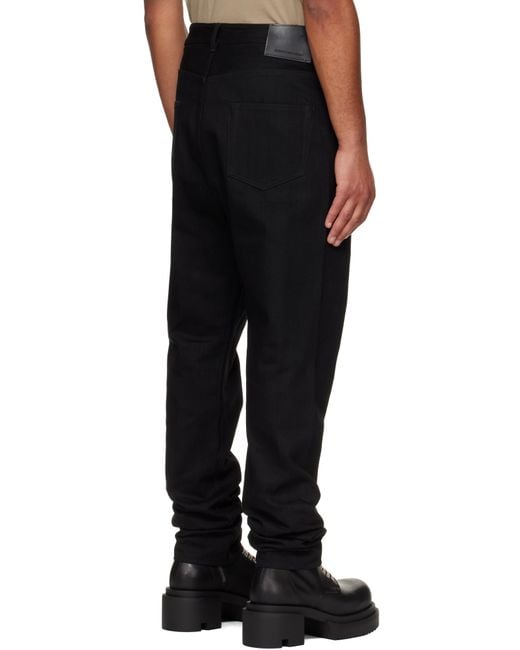 Rick Owens Black Concordians Collapse Long Jeans for men