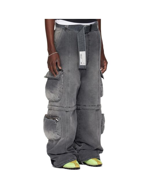 Lu'u Dan Black Wadded Denim Cargo Pants for men