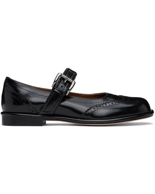 ShuShu/Tong Black Perforated Leather Mary Jane Flats