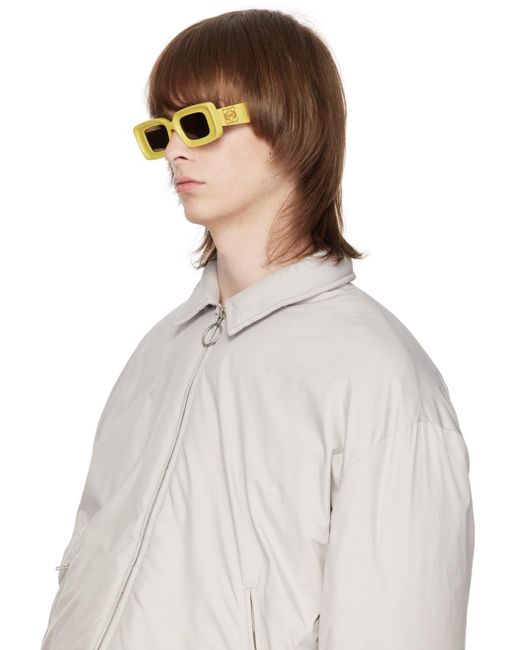 Loewe Black Yellow Rectangular Sunglasses for men