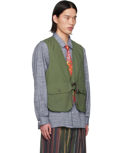 Engineered Garments Green Flap Pocket Vest for men