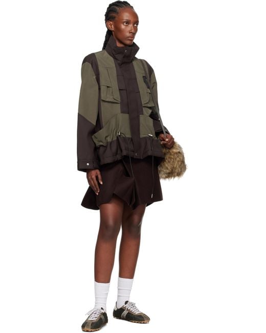 Sacai Black Wool Melton Miniskirt