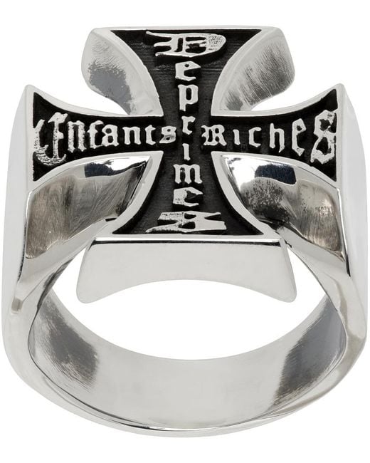 Enfants Riches Deprimes Metallic Cross Ring for men