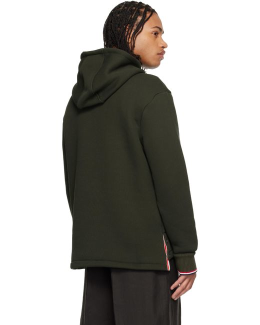 Pull À Capuche Surdimensionné Kaki En Jersey Bouclette À Rayures Tricolores Thom Browne pour homme en coloris Black