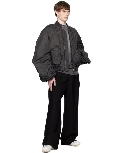 we11done Black Washed Nylon Bomber Jacket for men